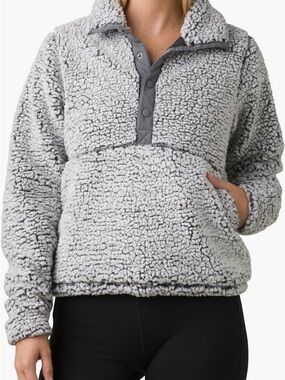 Prana Light Gray Sherpa Pullover Jacket
